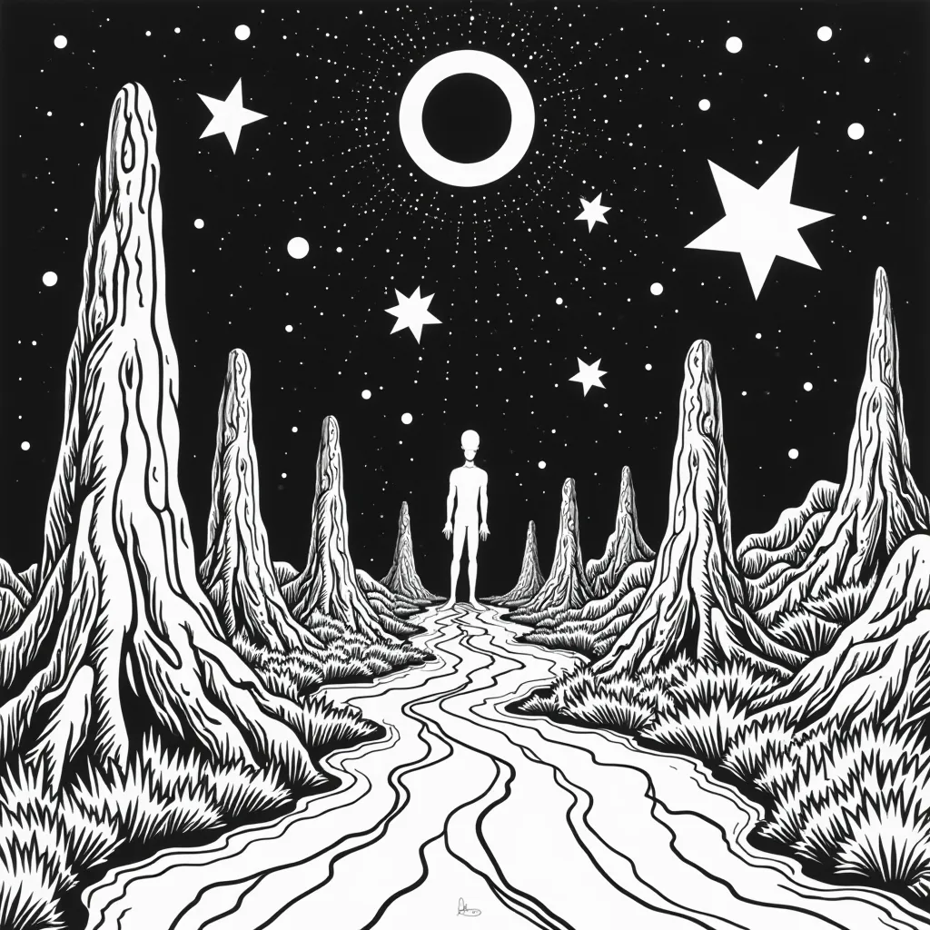 ملصق الضوء الأسود السبعيني النفسي مع فن البوب السريالي لجوي ديفيجن Unknown Pleasures Dark Star