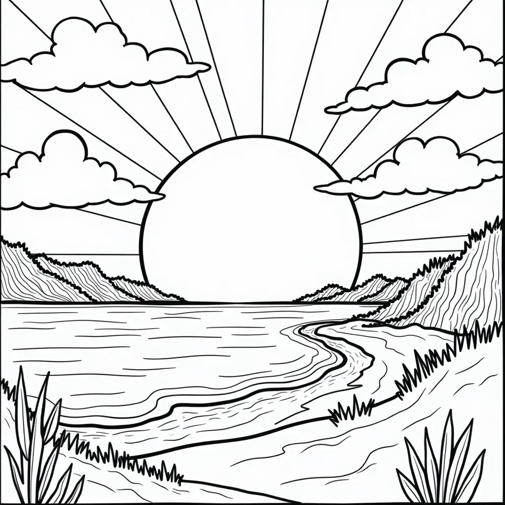 sunset صفحات التلوين