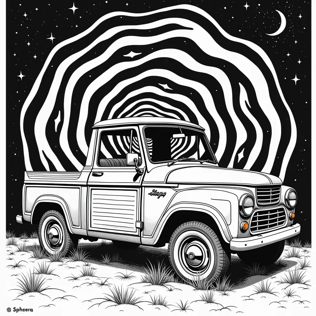 ملصق ضوء أسود سيكادلي من السبعينيات مع فن البوب السريالي لجوي ديفيجن 'Unknown Pleasures' وعربة وودي