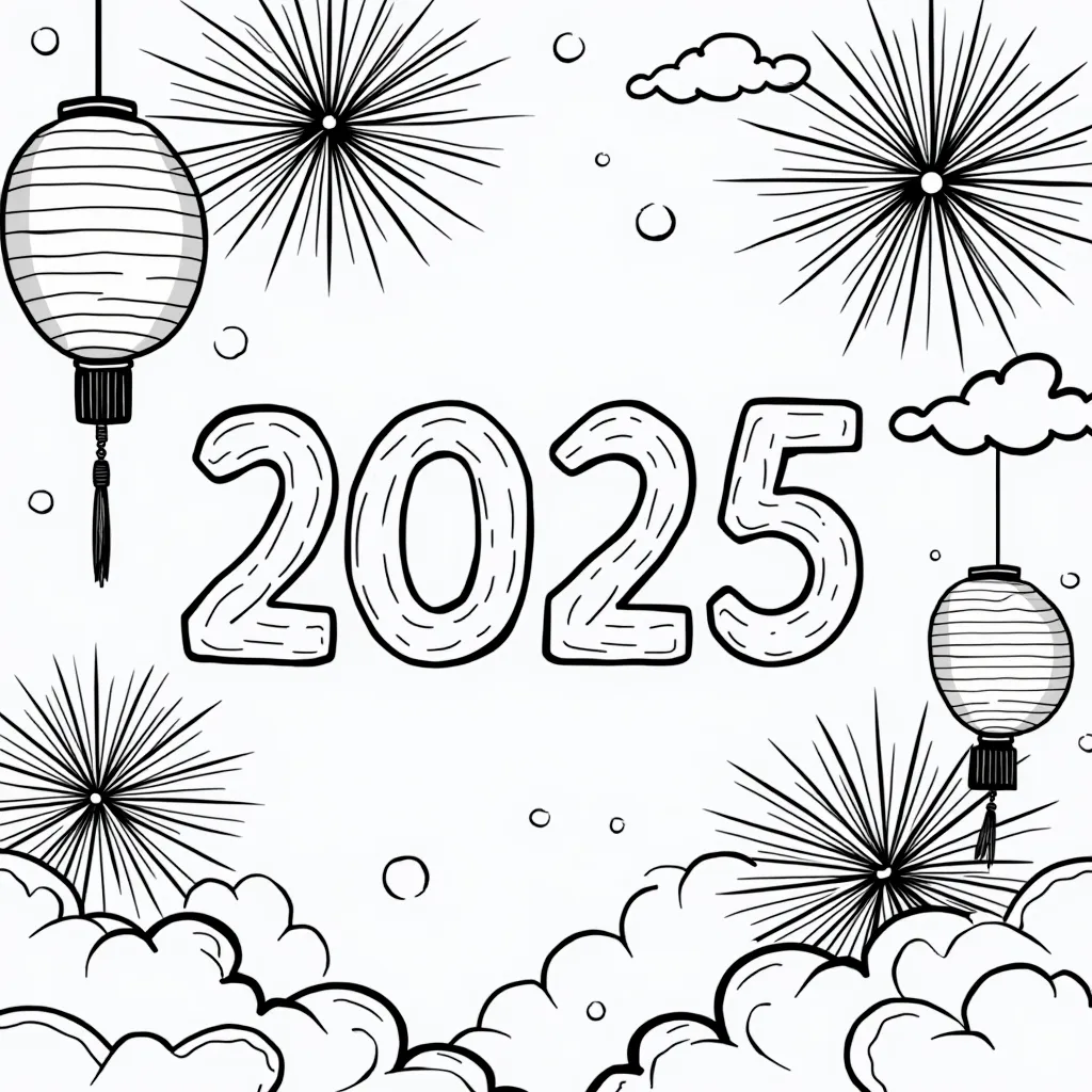 2025年新年主题 صفحات التلوين