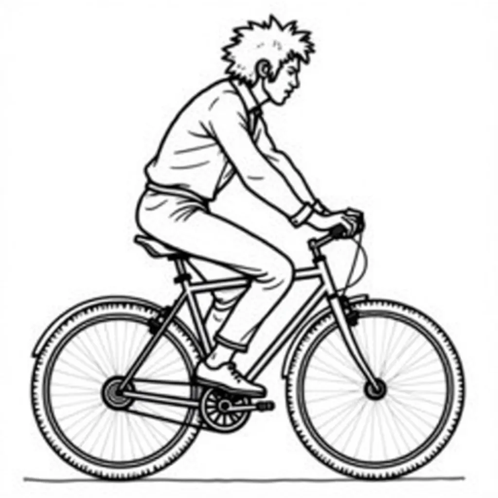 A side view photo of Jimi Hendrix wearing professional gear riding a bicycle  صفحات التلوين