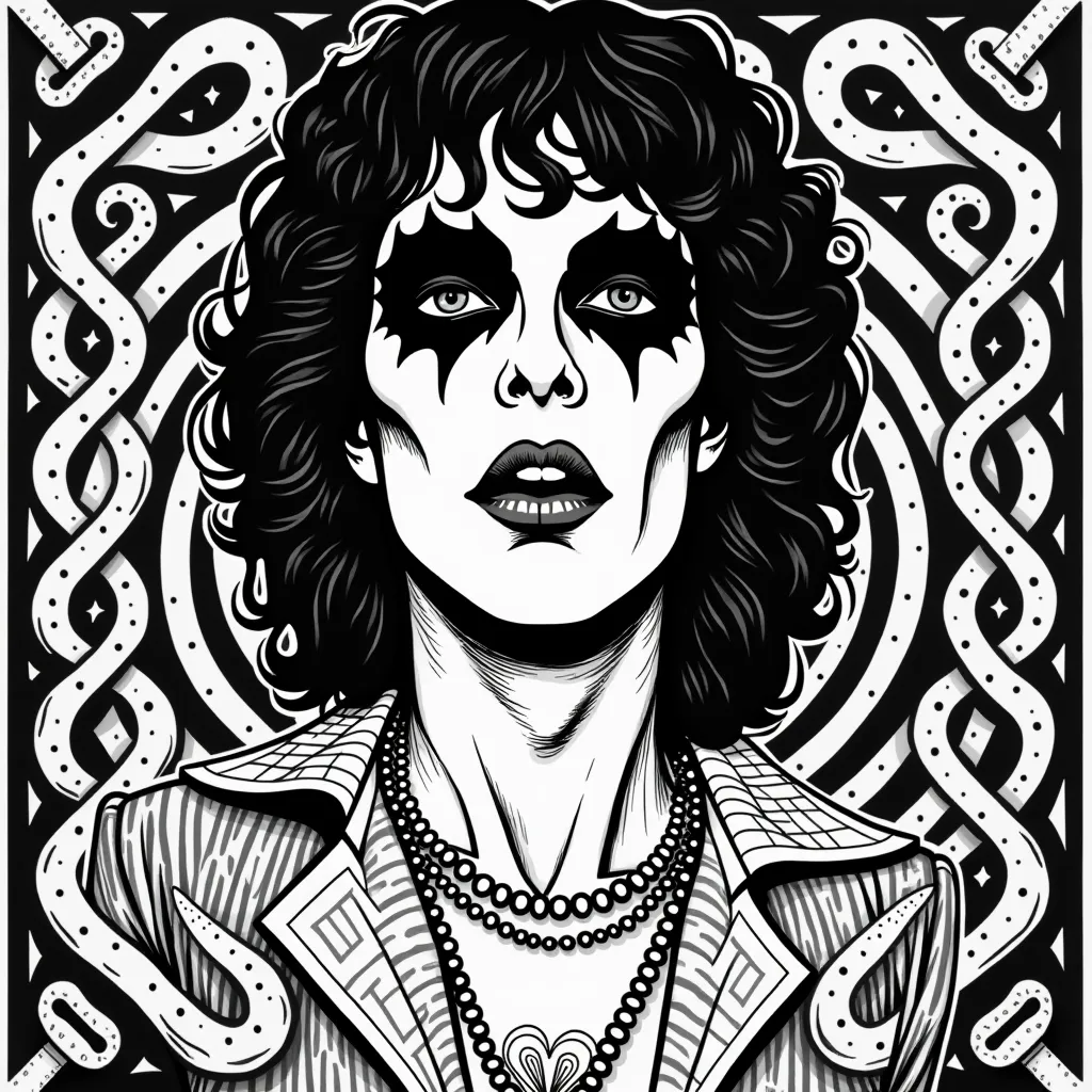 ملصق إضاءة سوداء سايكدليك من السبعينيات King Diamond ماكياج عيون أسود