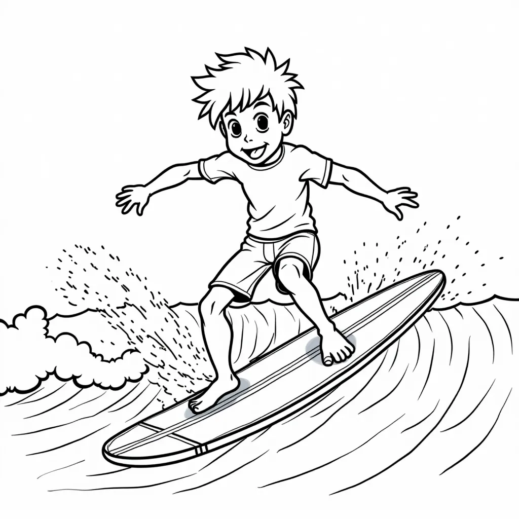 a surfer surfing a wave coloring pages