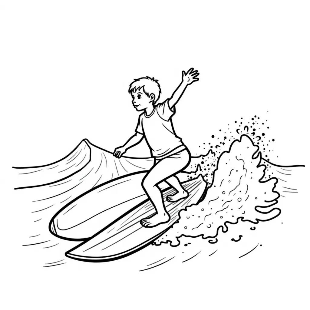 a surfer surfing a wave coloring pages