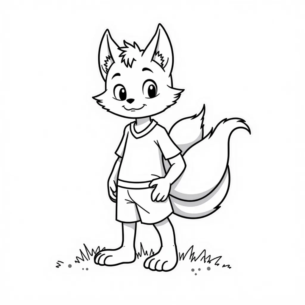 An orc foxeared boy with three tails صفحات التلوين