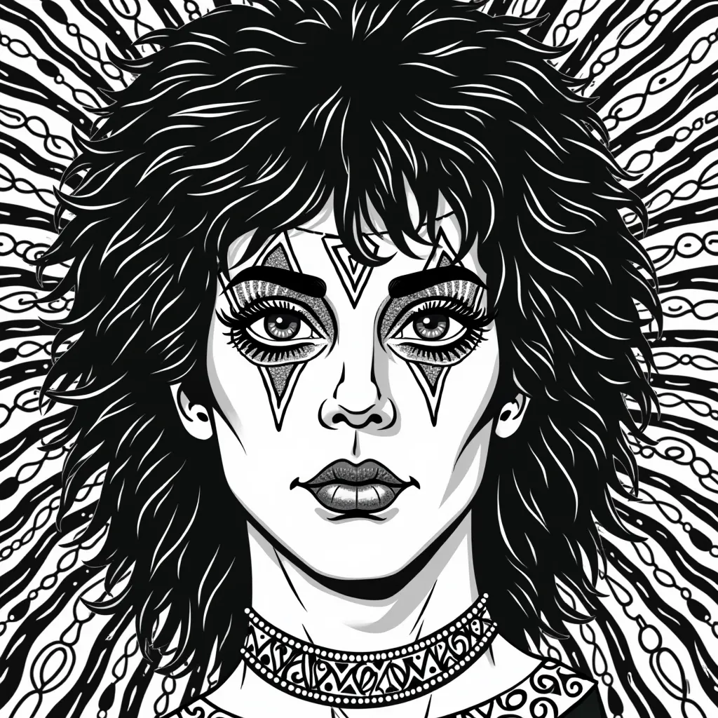 ملصق الأسود الضوئي السيكاديللي من السبعينيات King Diamond مكياج العيون الأسود
