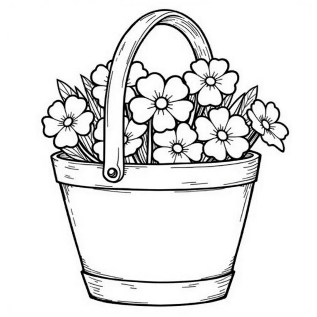 panier avec des fleurs simple صفحات التلوين