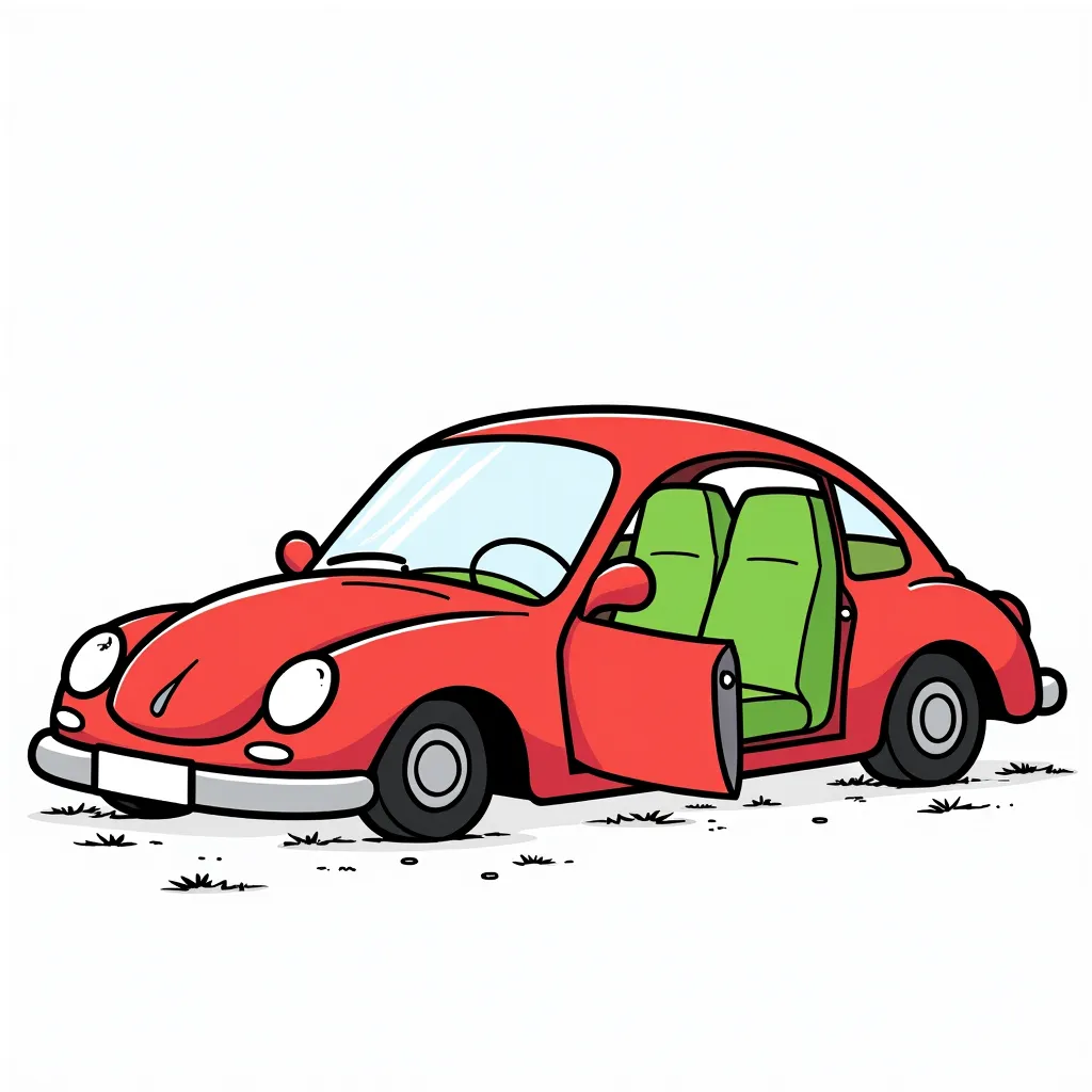 a red car with green doors coloring pages