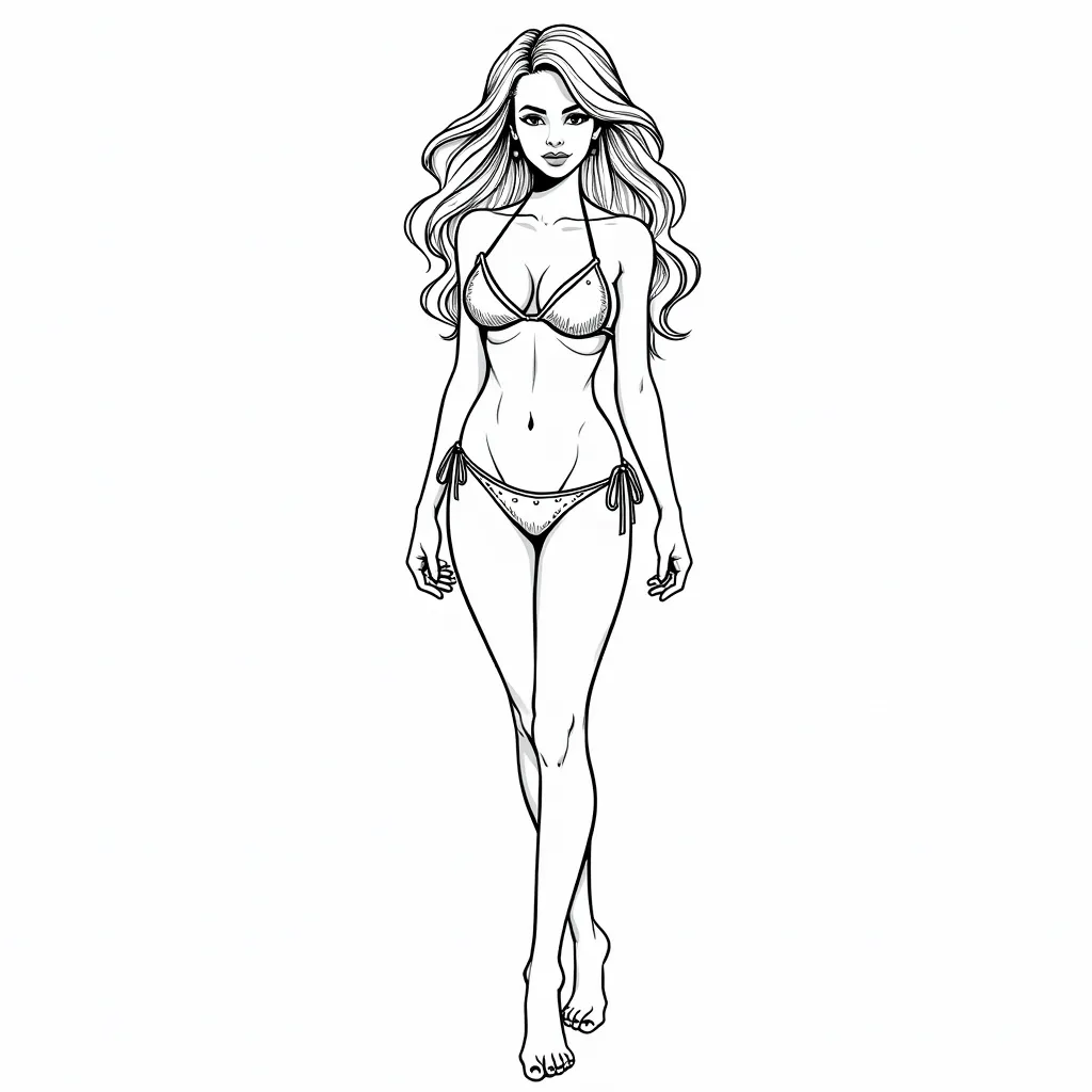 NSFW Bikini model coloring pages