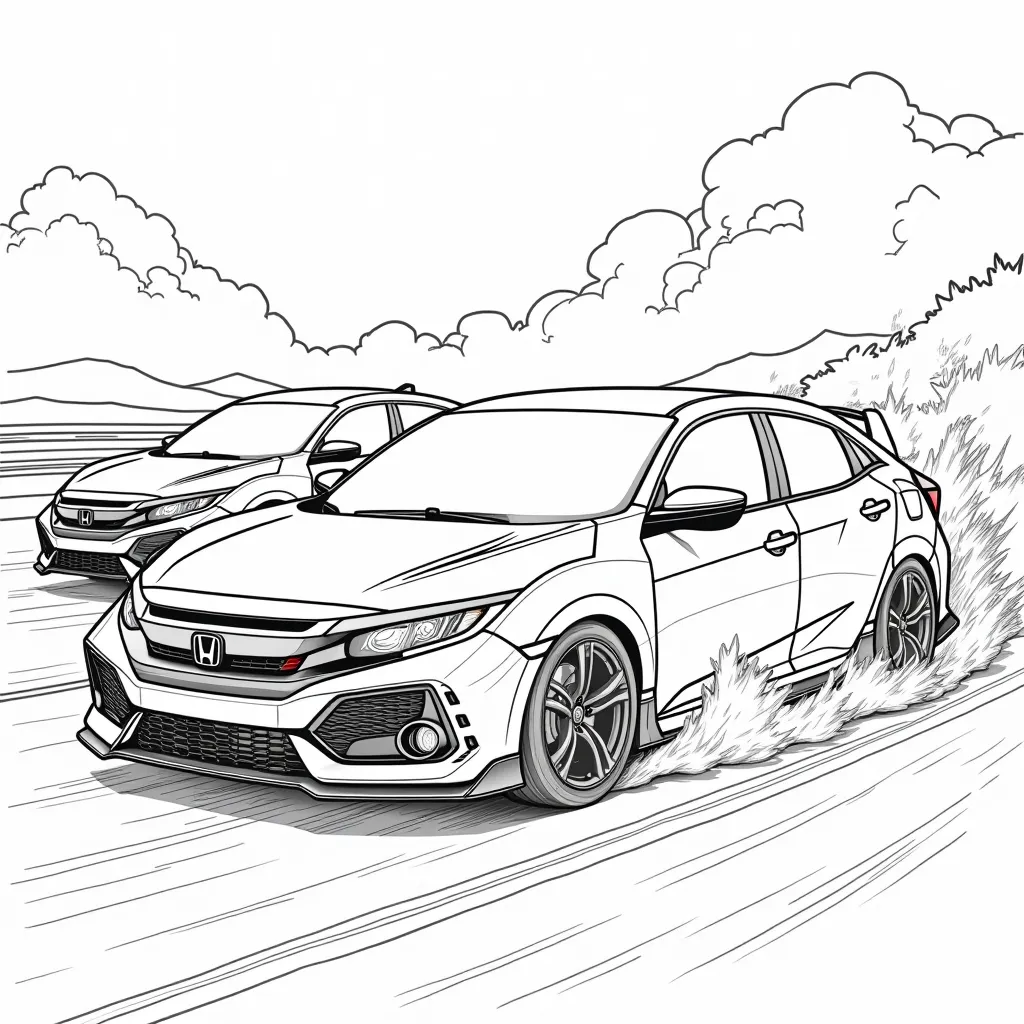 The 2018 Honda Civic hatchback is racing against other Japanese cars صفحات التلوين