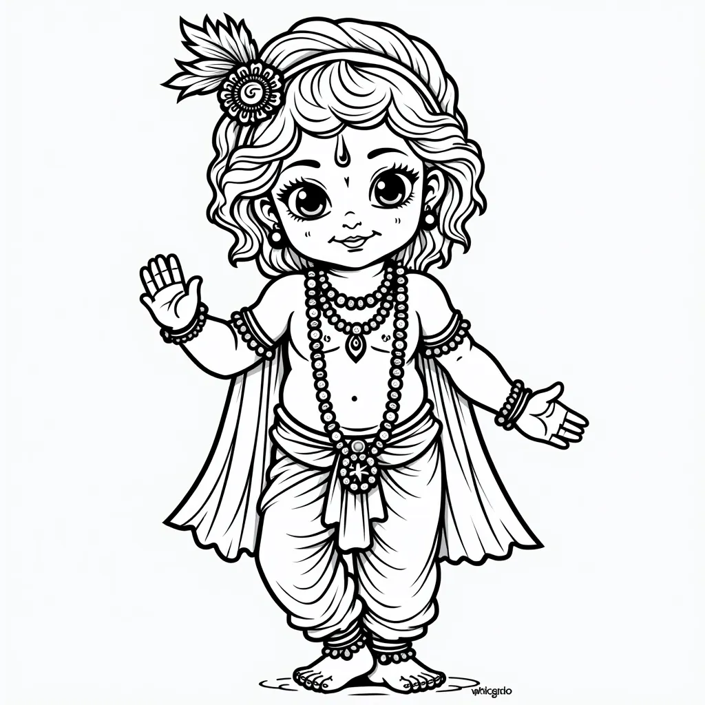 Lord Krishna صفحات التلوين