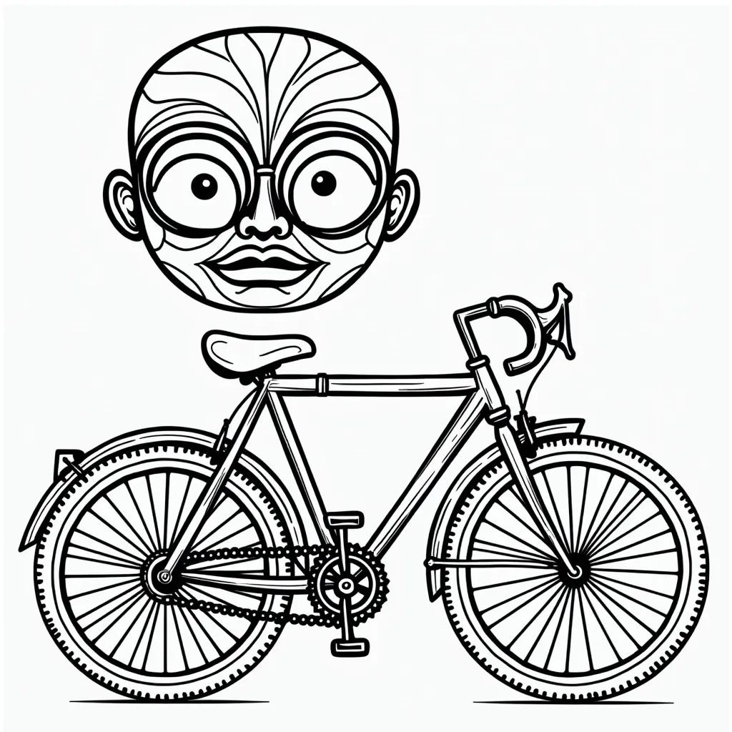 Surreal fusion of bronze masks geometric bicycles صفحات التلوين