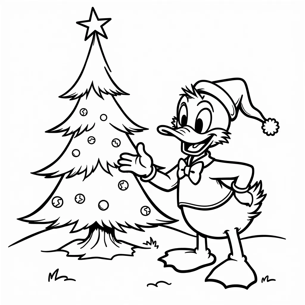 Donald Duck's Christmas Tree Tangle صفحات التلوين