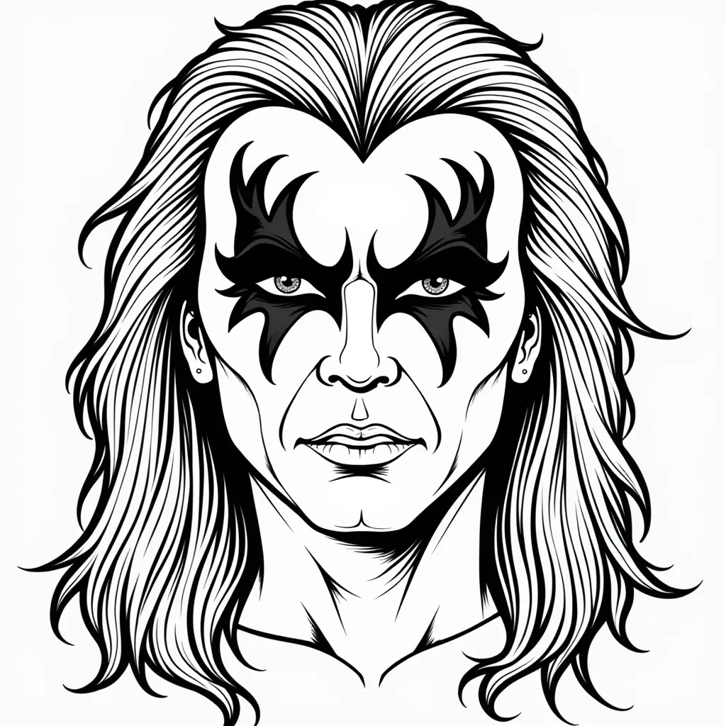 Gene Simmons face psych aesthetic bold fluorescent colors صفحات التلوين