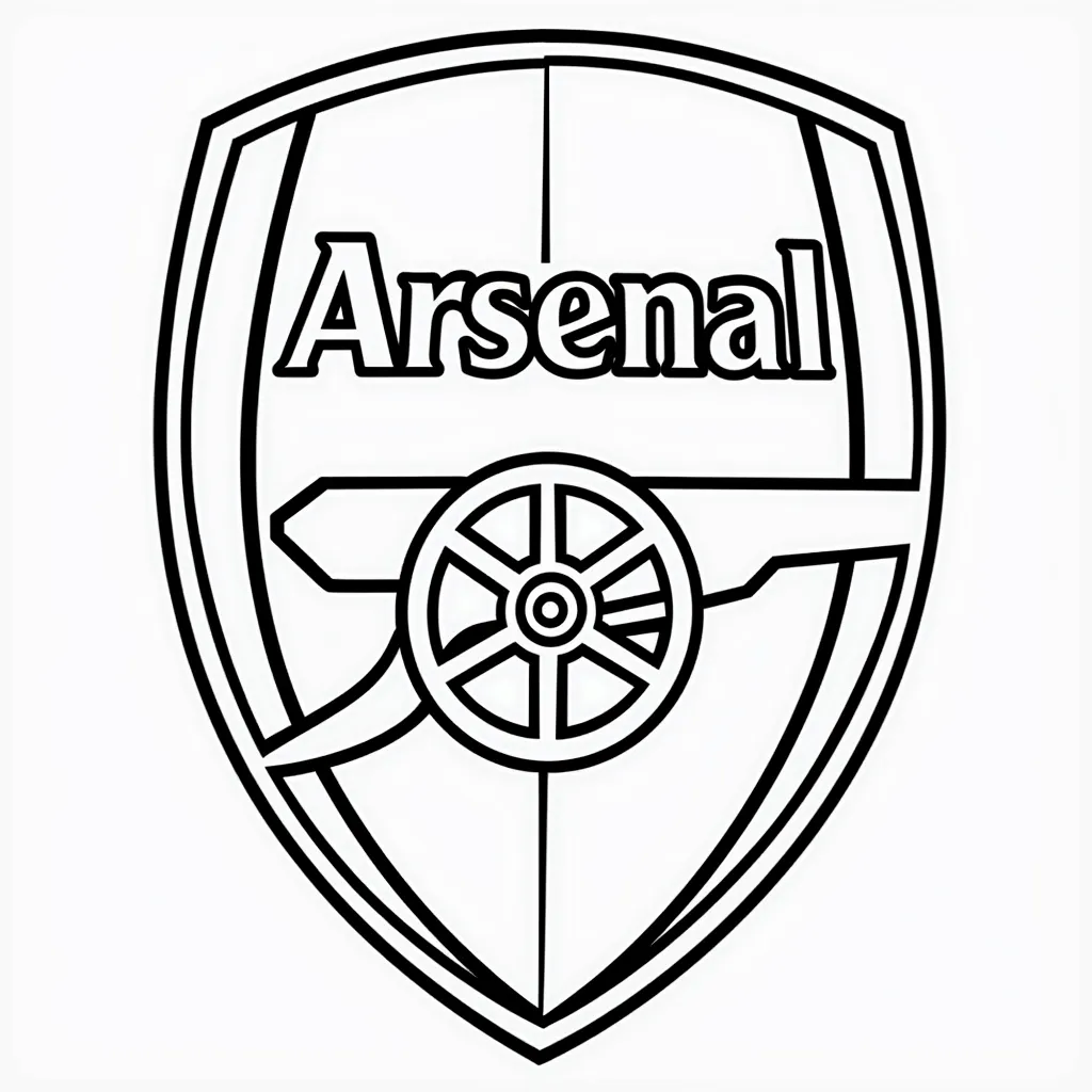 An Arsenal badge with three greatest Arsenal players Páginas para Colorear