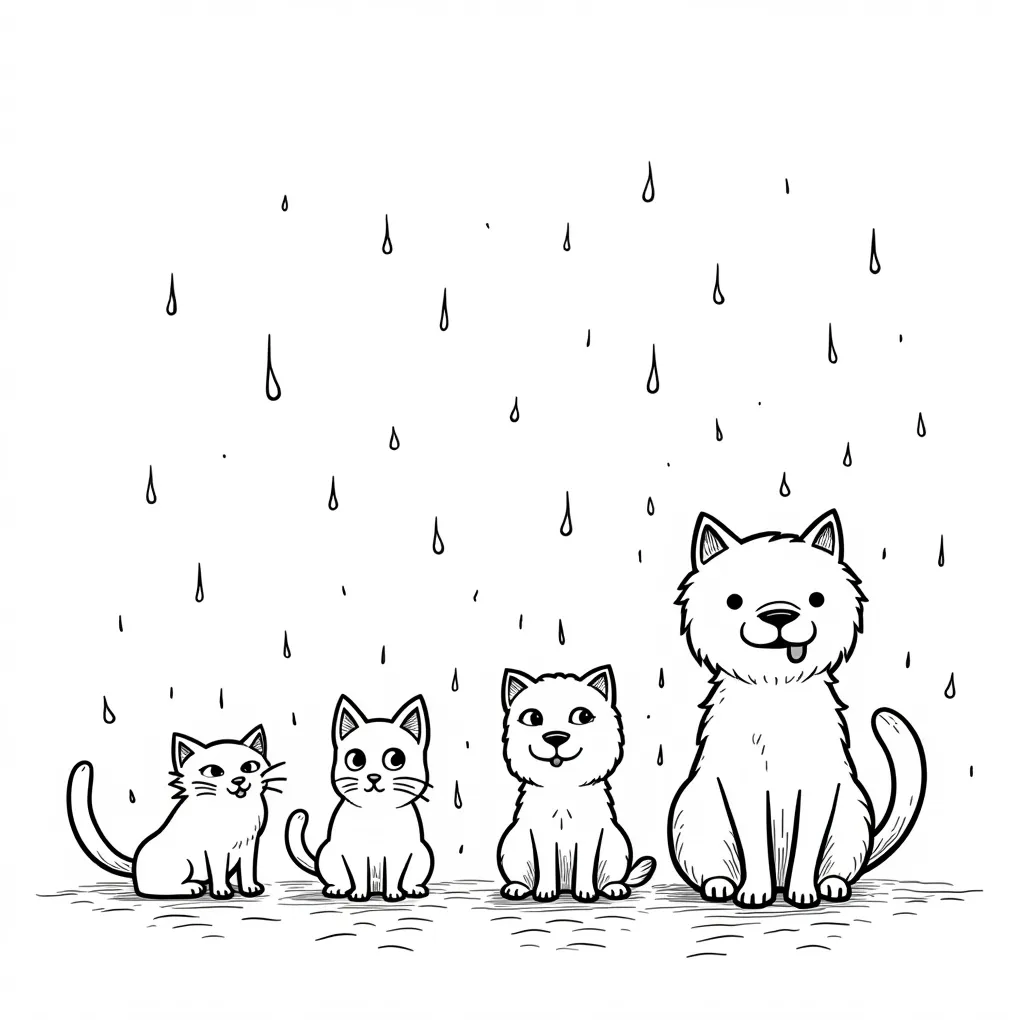 rain cats and dogs صفحات التلوين