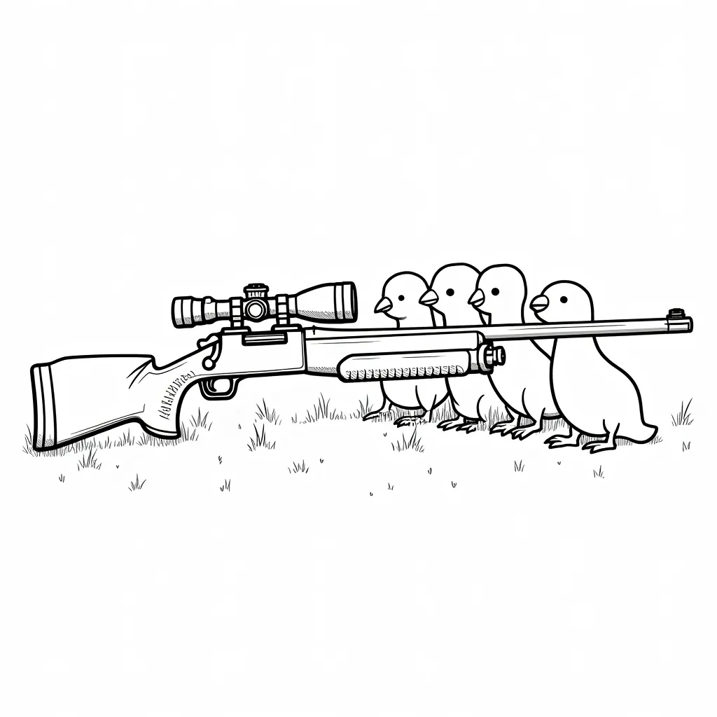 Shotgun with 6 burrels coloring pages