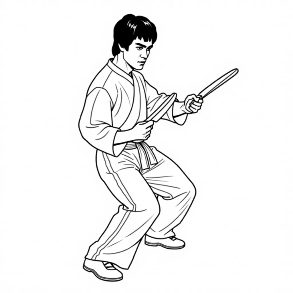 Bruce Lee played nunchakus صفحات التلوين