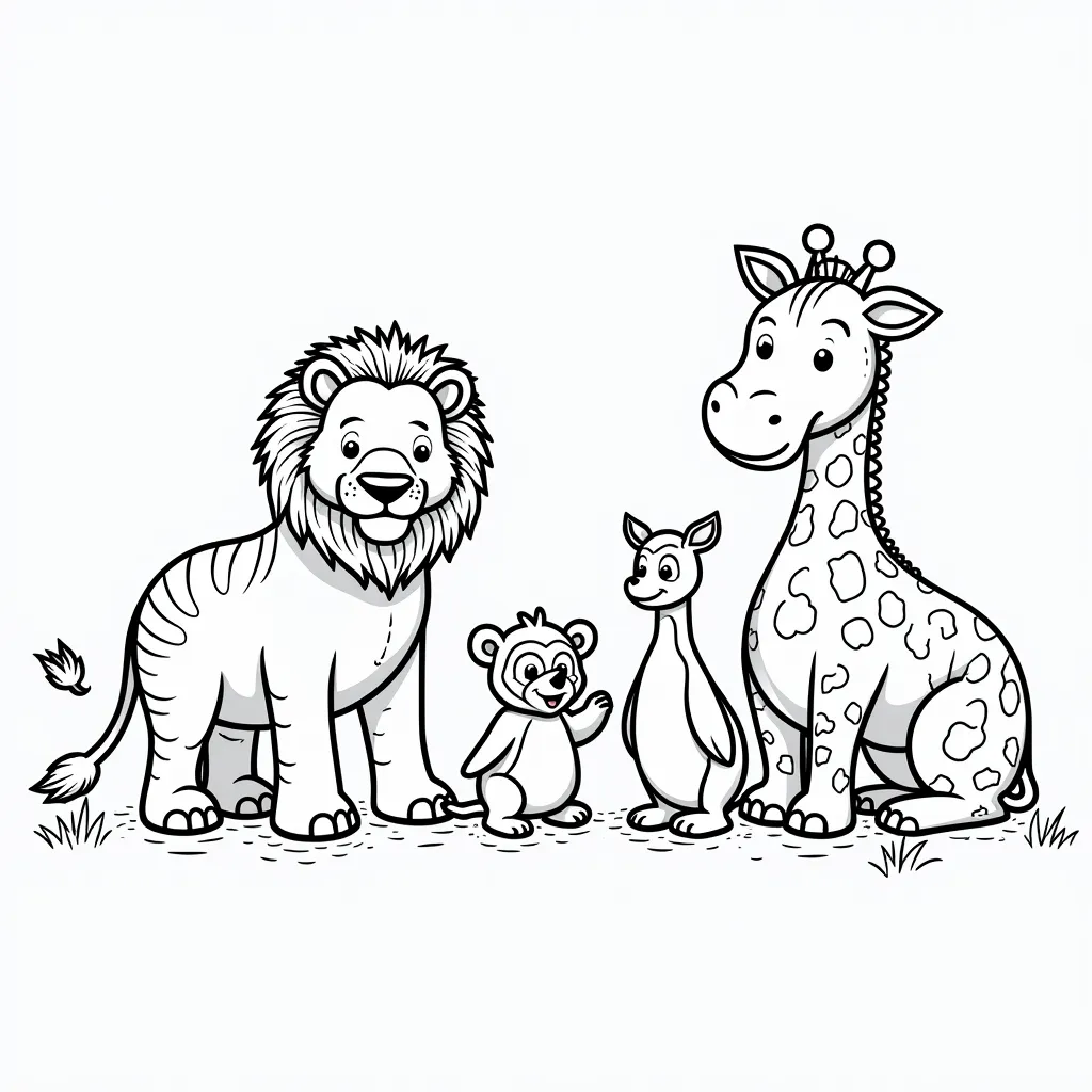 Elephant Giraffe Lion Kangaroo Penguin Tiger Zebra Panda Monkey Koala صفحات التلوين