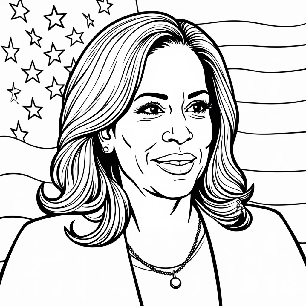 furry kamala harris on us flag صفحات التلوين
