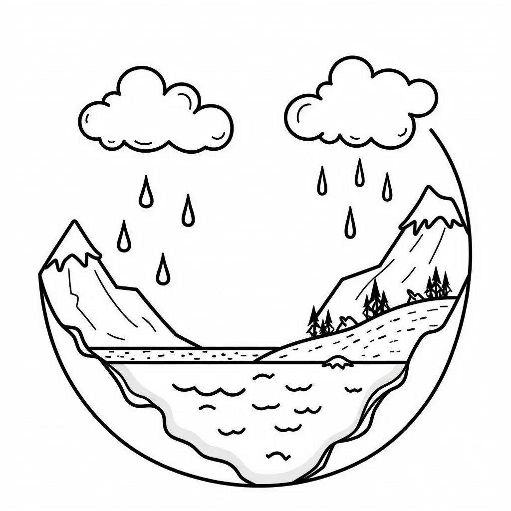 Illustrate the water cycle showing evaporation condensation and precipitation صفحات التلوين