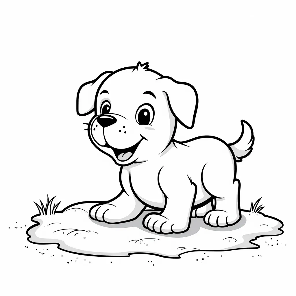 Fluffy mongrel dog playing in the sand صفحات التلوين