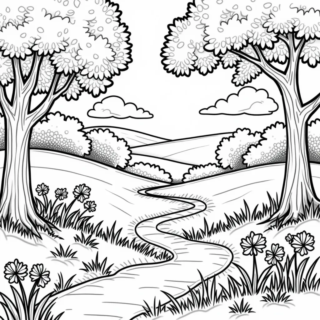 The beautiful scenery of spring Páginas para Colorear