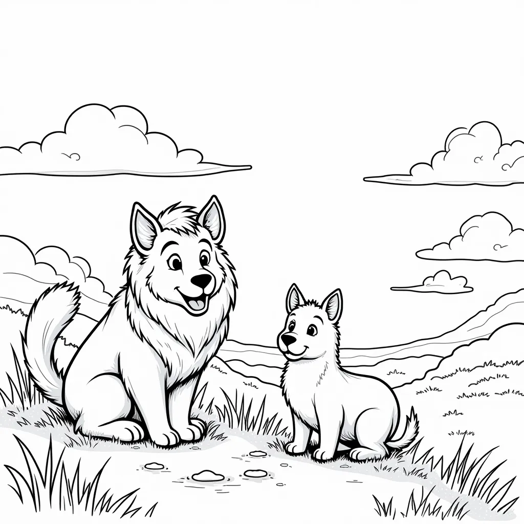Bright colors animal friends adventure journey dreamy sky joyful exploration صفحات التلوين