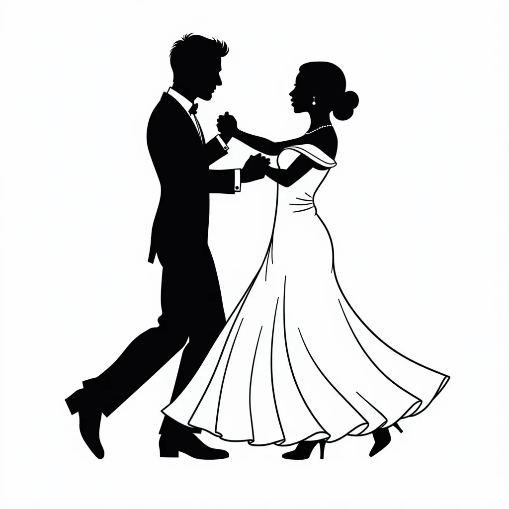  Romantic Vintage Aesthetic  Silhouettes of couples dancing in ballrooms صفحات التلوين