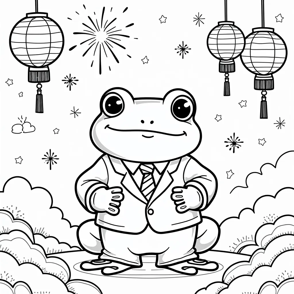 Crazy frog wearing suit coloring pages