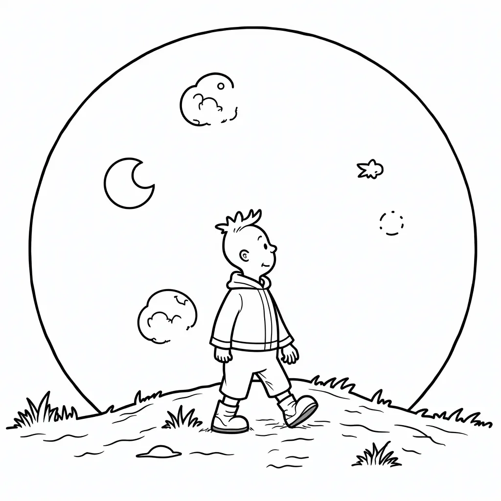 Tintin on the moon  coloring pages