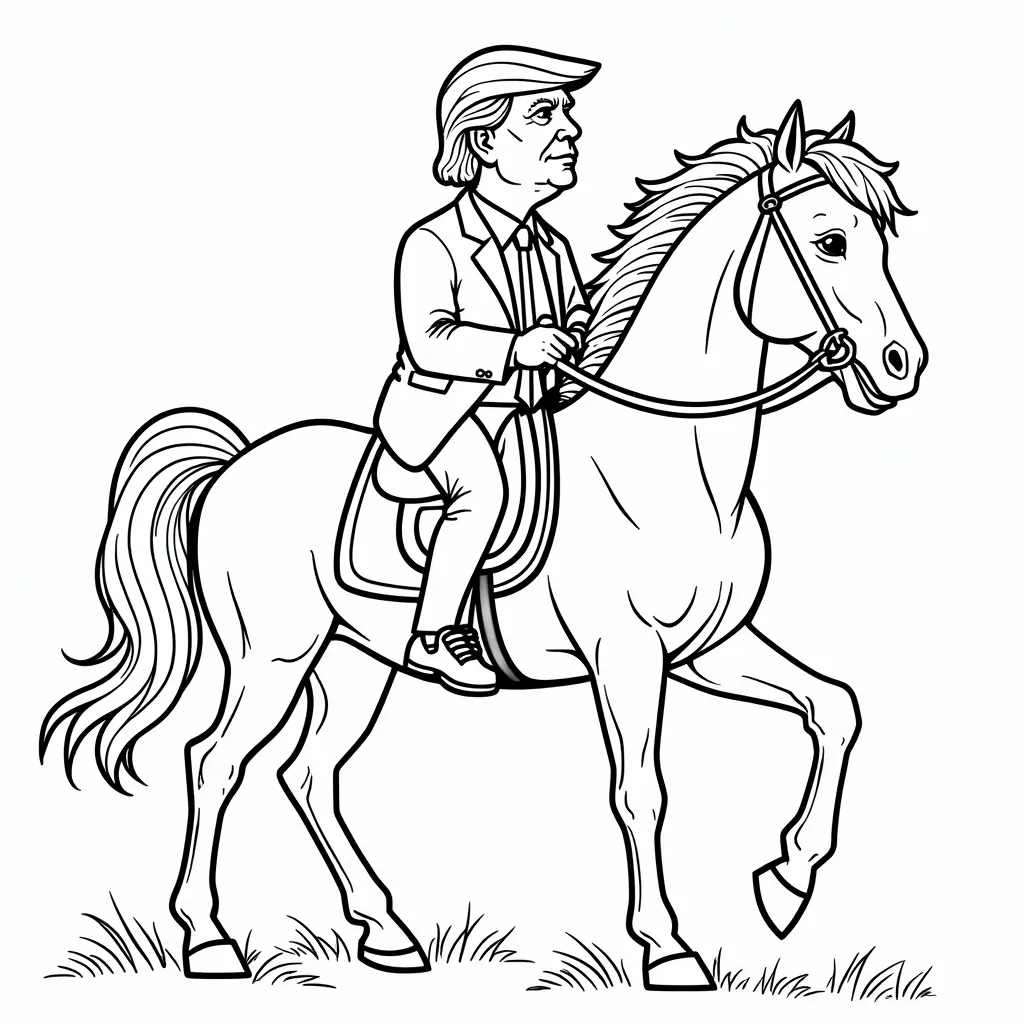 Trump on a horse  coloring pages