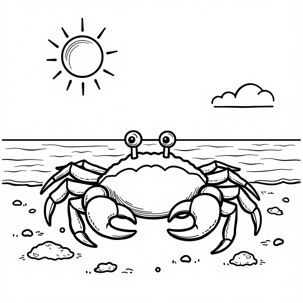 crab sunset coloring pages