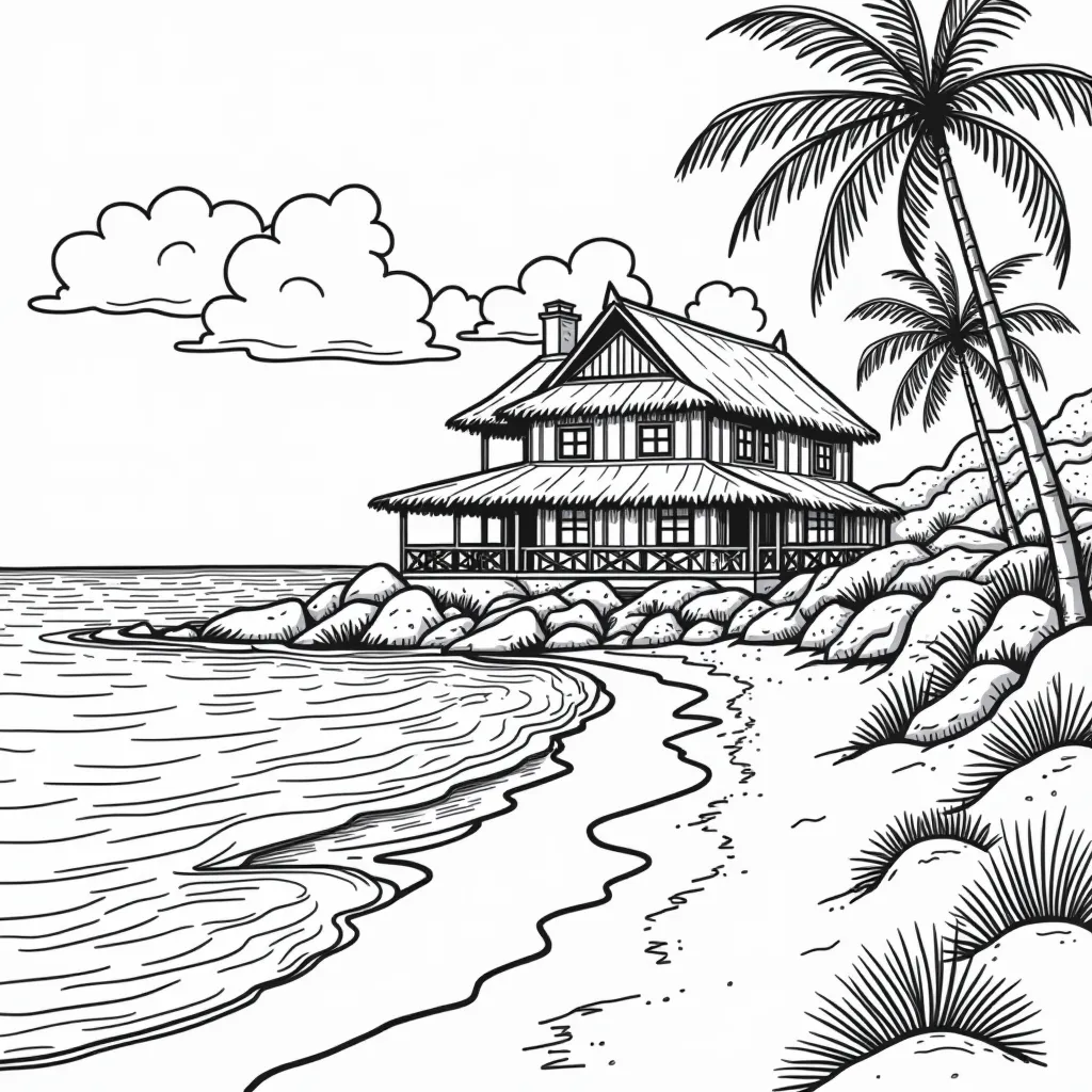 海边别墅 صفحات التلوين