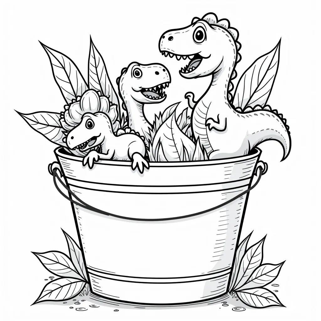 A bucket full of dinosaurs coloring pages