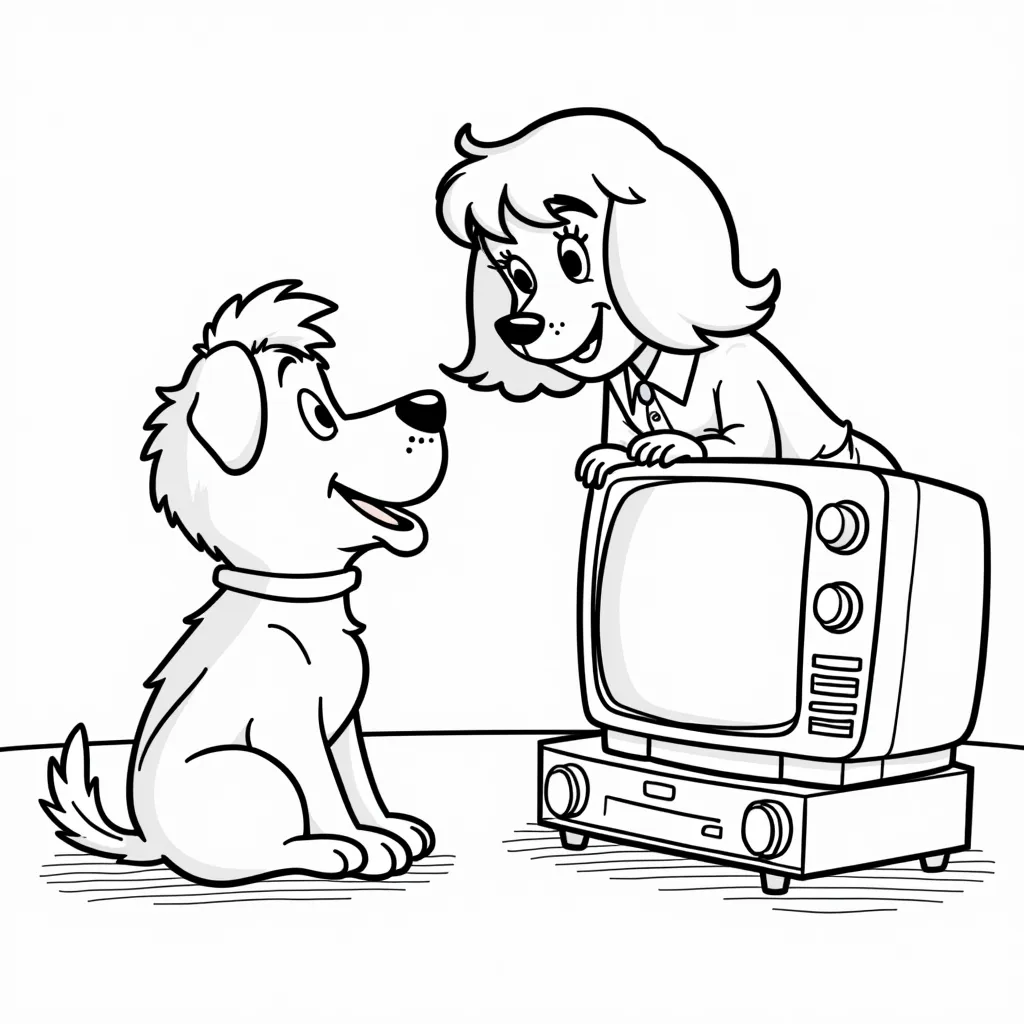 peggy and bluey is watching tv coloring pages