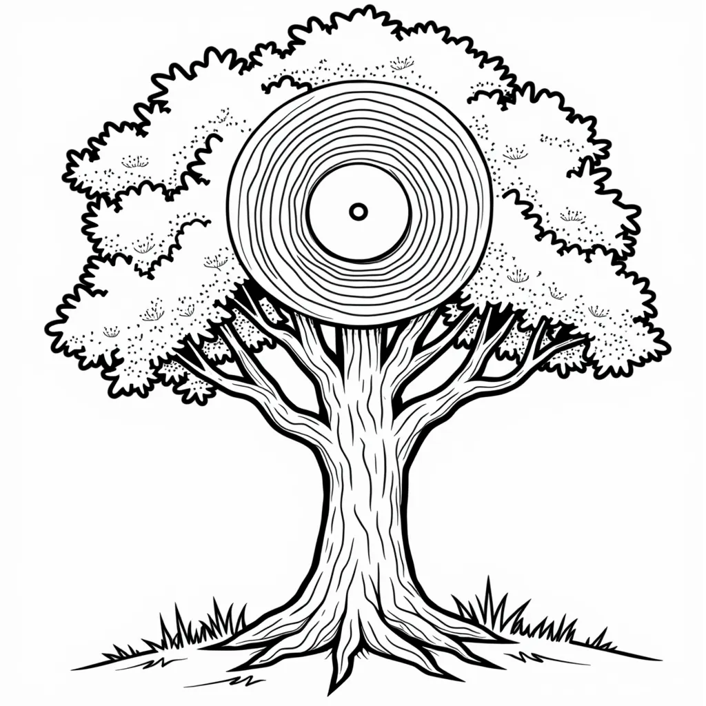tree wood as a vinyl record صفحات التلوين