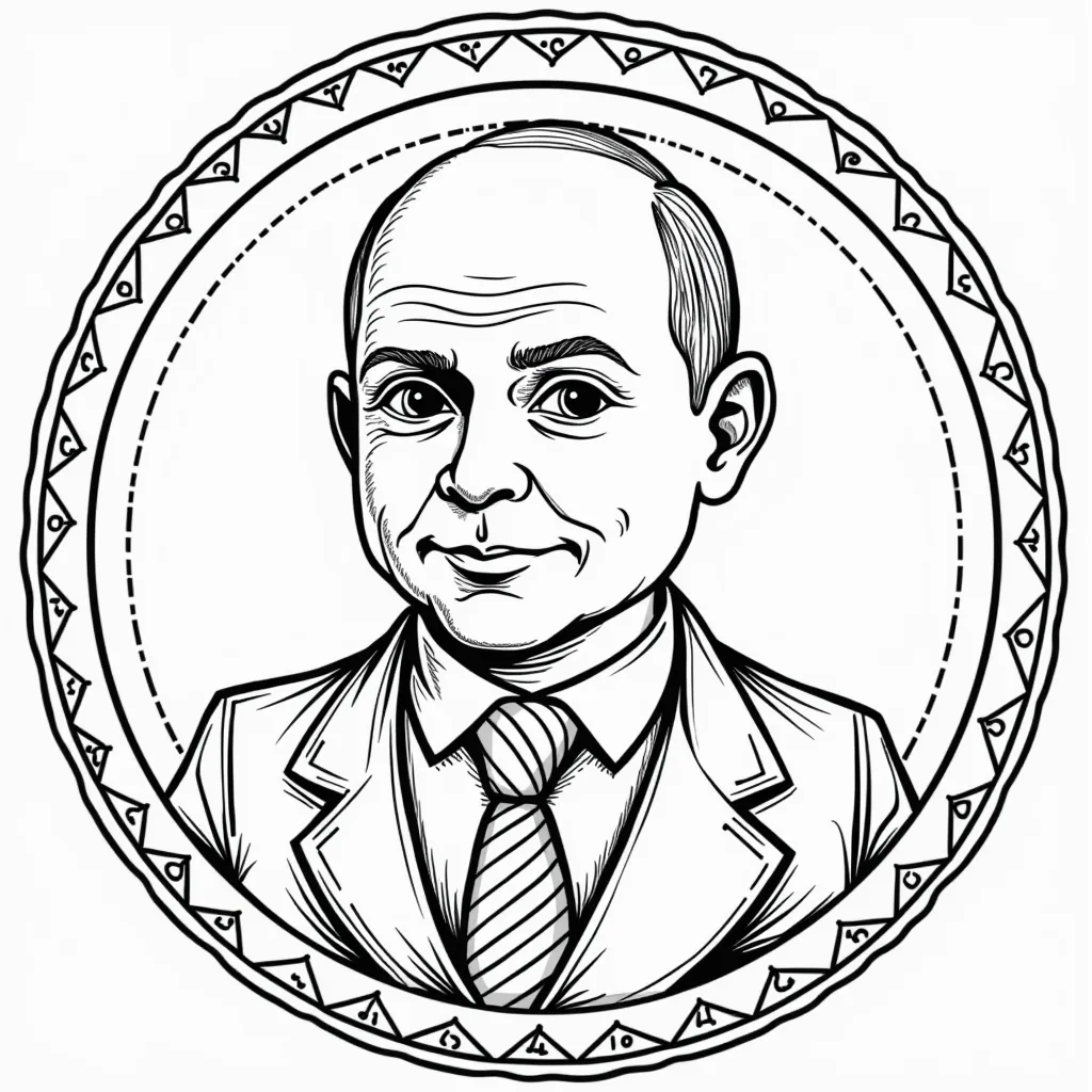 Octyabrian badge with Lenin  coloring pages