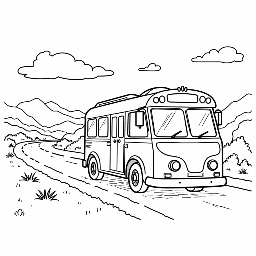 bus river coloring pages