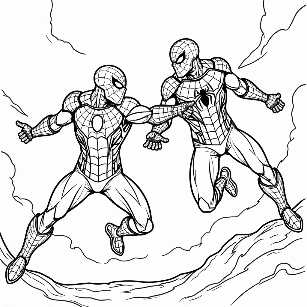 iron man vs spider man in sky coloring pages