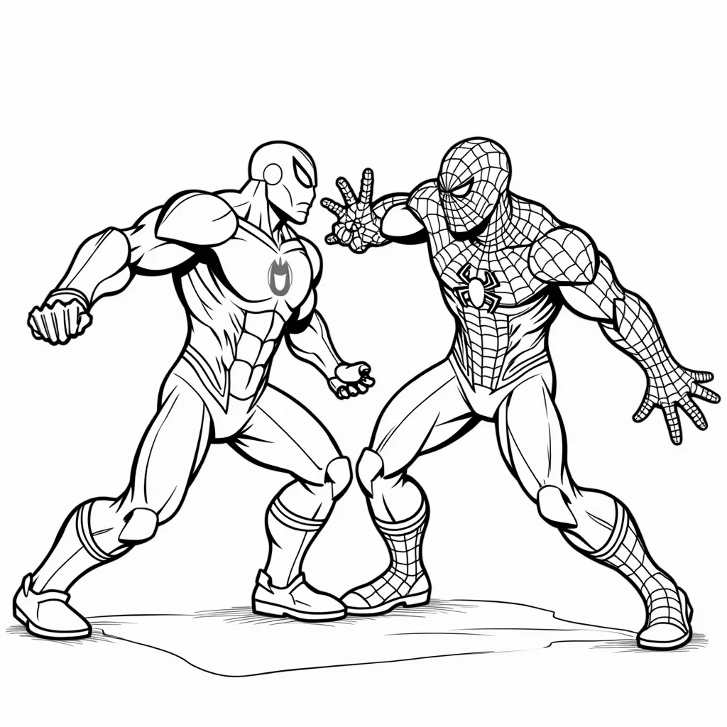 iron vs spider on the floor coloring pages