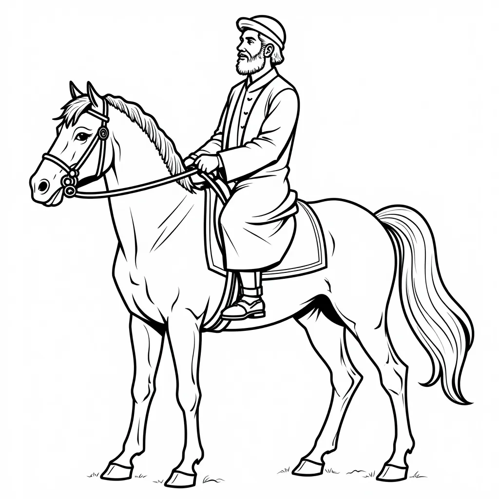 man riding horse dress islamic coloring pages