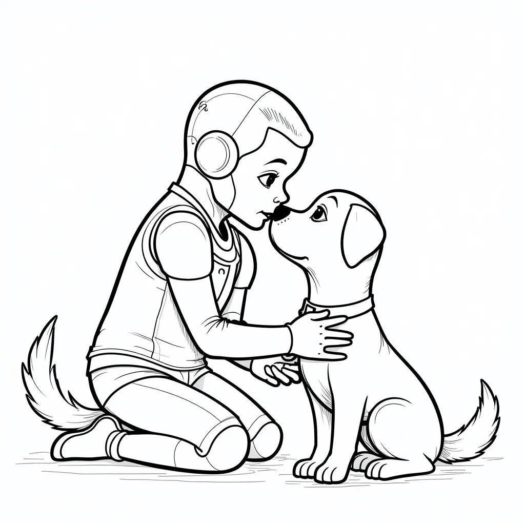 Iron man kissing a dog coloring pages