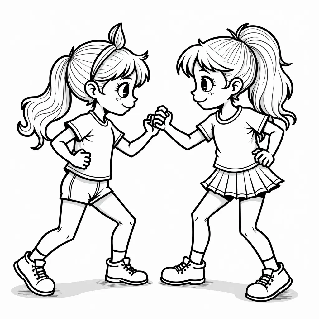 two girls fighting coloring pages