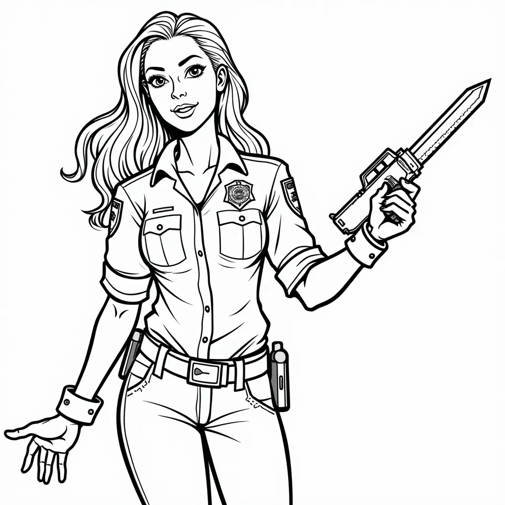 woman stab police with dildo coloring pages