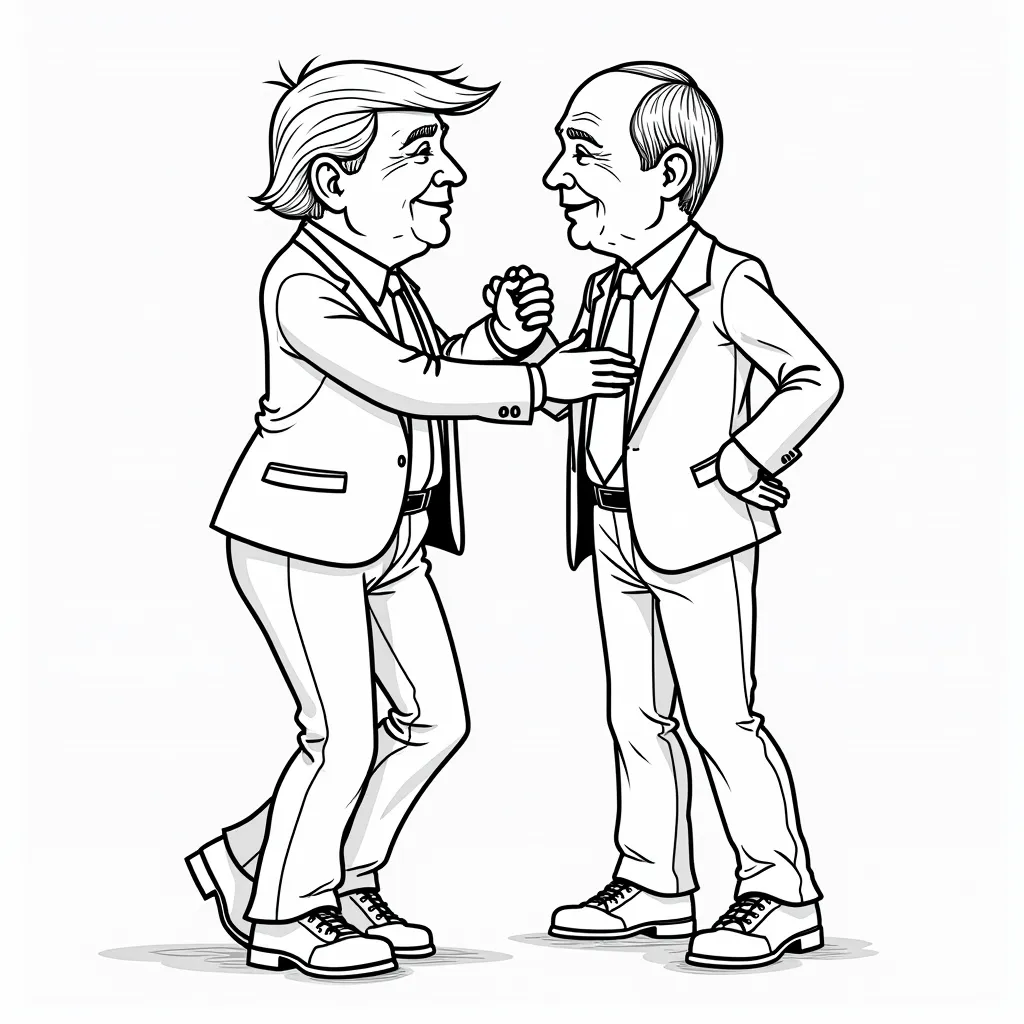 trump dancing with putin coloring pages