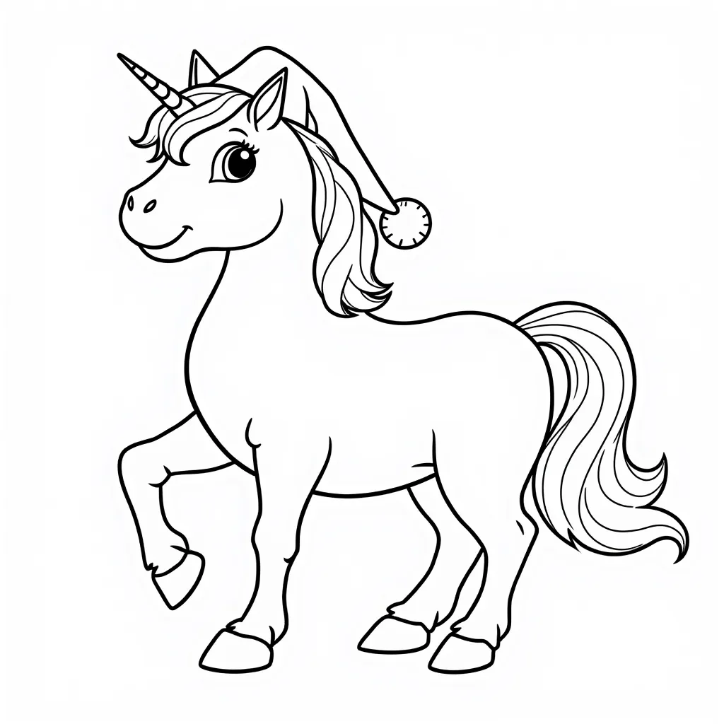 unicorn santa coloring pages