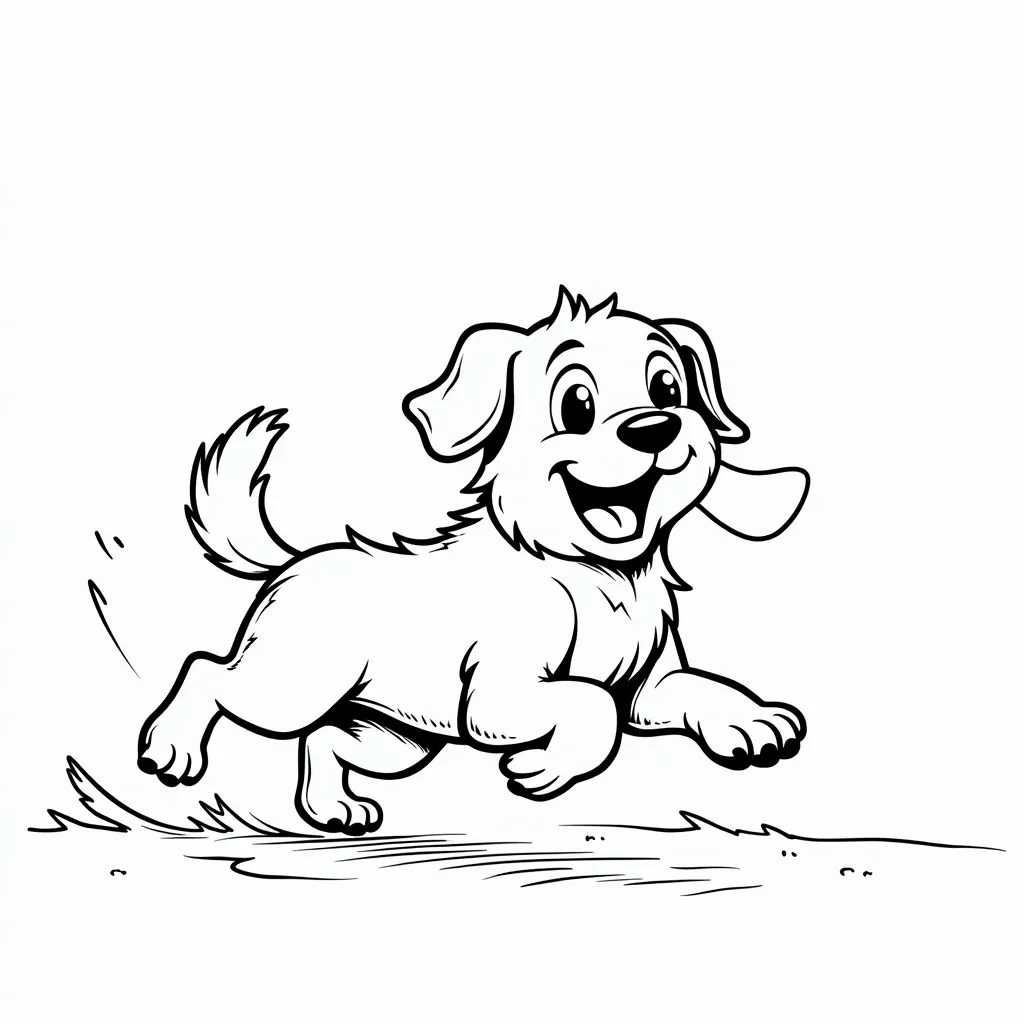 A dog running twords the camera coloring pages