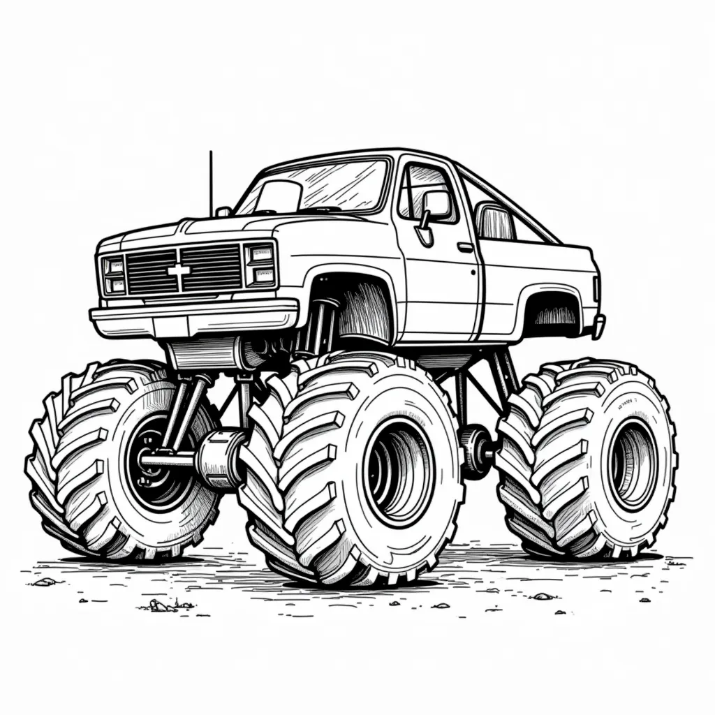 Monster truck impressionism coloring pages