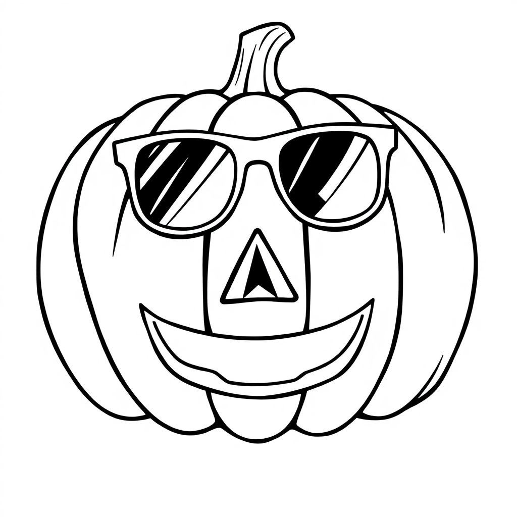 Halloween pumpkin expression sunglasses triangle mouth mouth can be colored